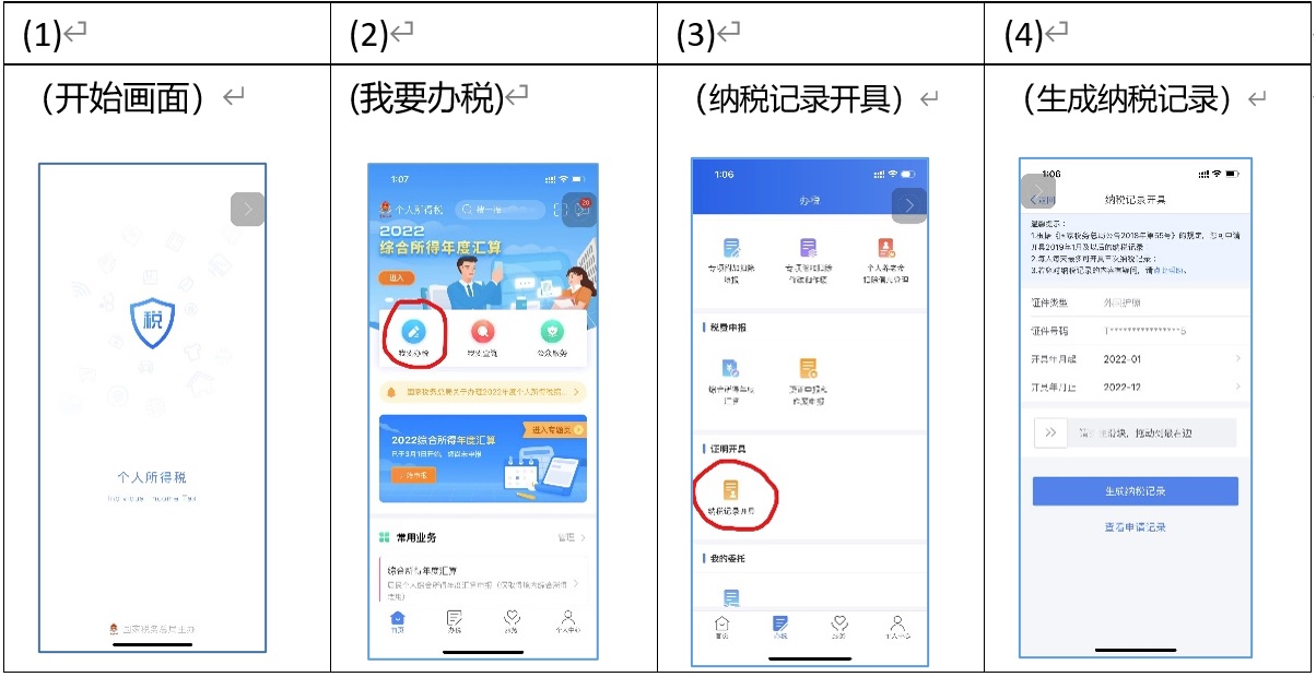 スマホアプリ「自然人電子税務局」の操作手順